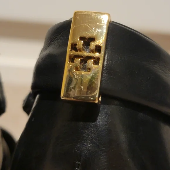 Tory Burch Lounge Baby Black Leather Ankle Wrap Heels Size 7 - Picture 10 of 12